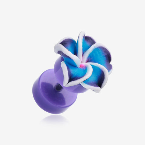 A Pair of Hawaiian Plumeria Flower Acrylic Fake Plug-Purple