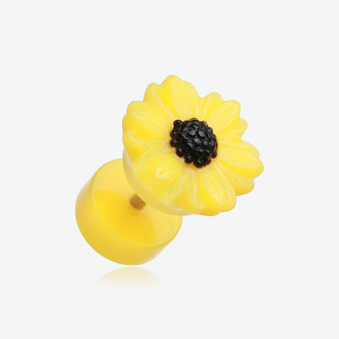 A Pair of Cutesy Daisy Flower Acrylic Fake Plug-Yellow