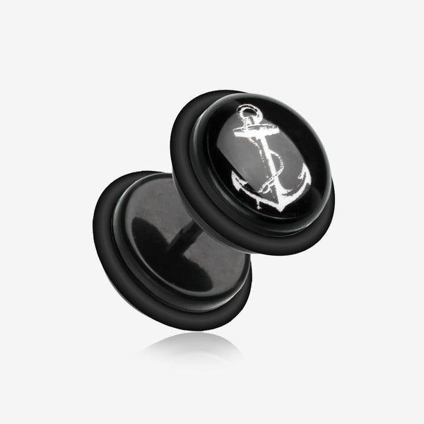 A Pair of Anchor Dock Acrylic Faux Gauge Plug Earring-Black