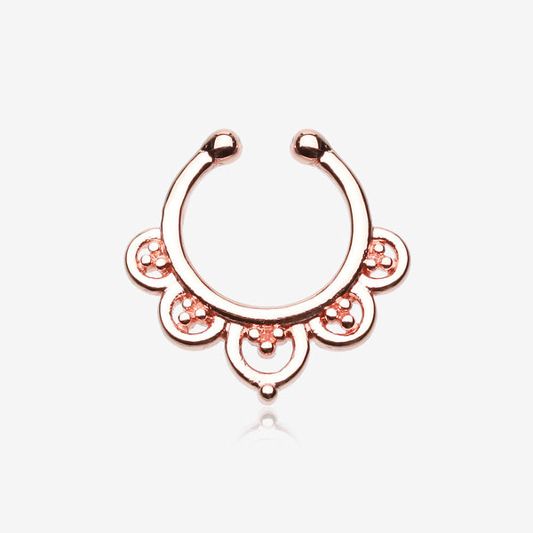 Rose Gold Imperial Filigree Fake Septum Clip-On Ring-Rose Gold