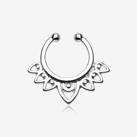 Acerose Filigree Fake Septum Clip-On Ring-Steel