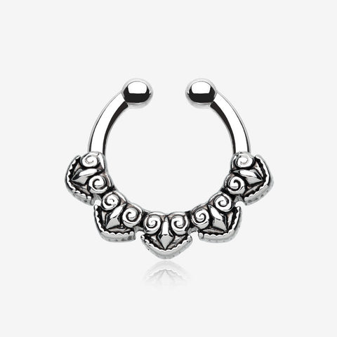 Tribal Penta Fake Septum Clip-On Ring-Steel