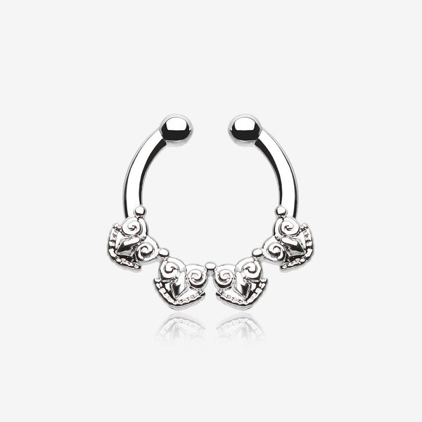 Tribal Tetra Fake Septum Clip-On Ring-Steel