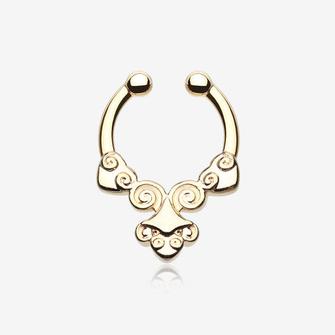 Golden Tribal Laran Fake Septum Clip-On Ring-Gold