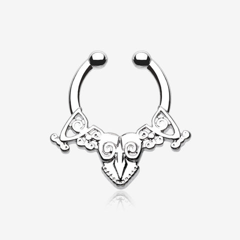 Luria Tribal Filigree Fake Septum Clip-On Ring-Steel