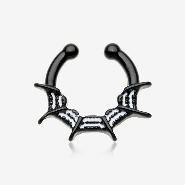 Blackline Spiderweb Fake Septum Clip-On Ring-Black/White