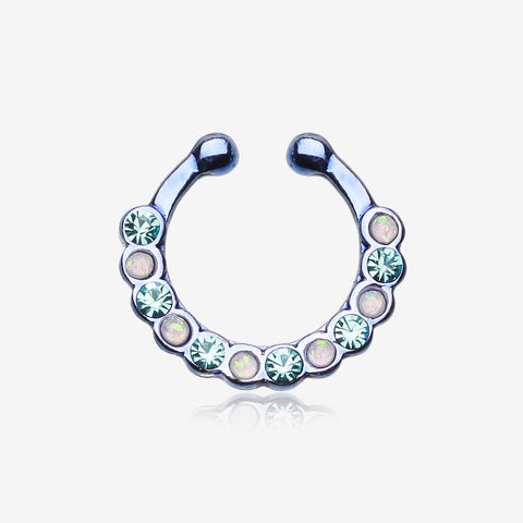 Colorline Opal Paradigm Fake Septum Clip-On Ring-Purple/Aqua