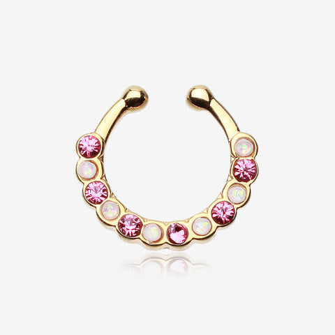 Golden Opal Paradigm Fake Septum Clip-On Ring-Pink