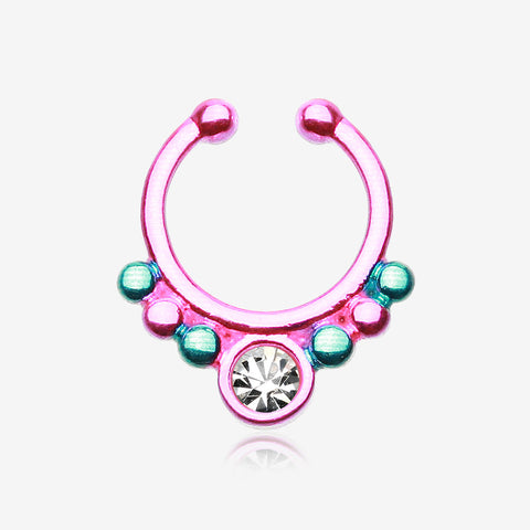 Colorline Gem Grandiose Fake Septum Clip-On Ring-Pink/Clear