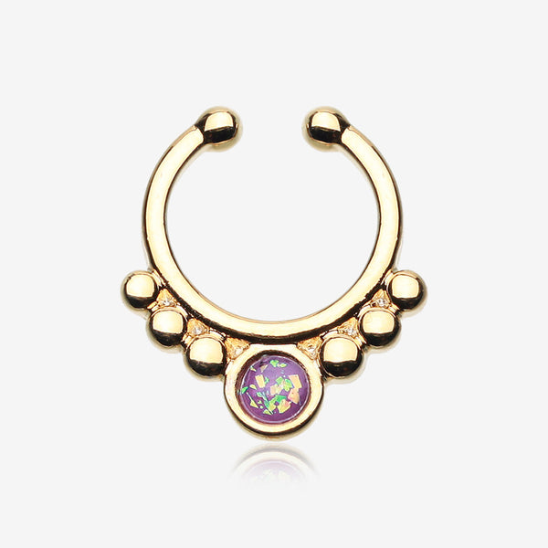 Golden Opal Grandiose Fake Septum Clip-On Ring-Purple