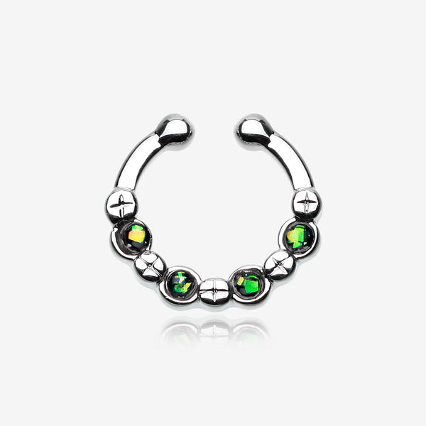 Classic Aurea Sparkle Fake Septum Clip-On Ring -Black