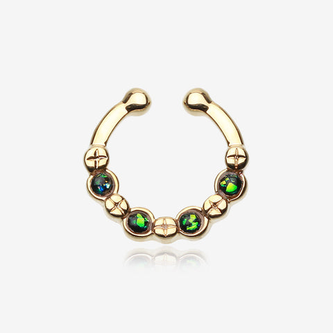 Golden Aurea Sparkle Fake Septum Clip-On Ring -Black