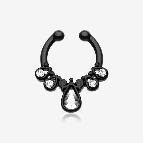 Colorline Radiant Kao Fake Septum Clip-On Ring-Black/Clear