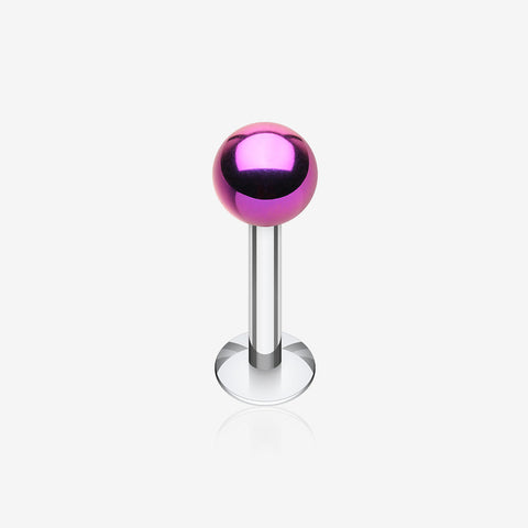 Colorline PVD Ball Top Steel Labret-Purple