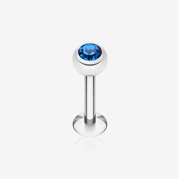 Basic Steel Gem Ball Labret-Capri Blue