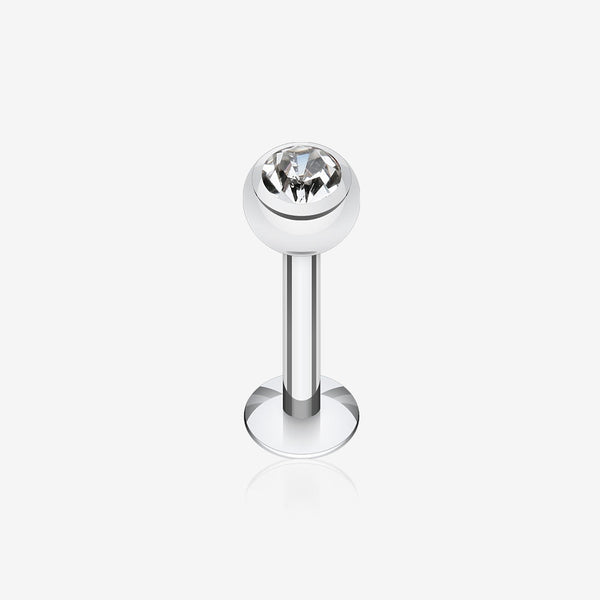 Basic Steel Gem Ball Labret-Clear Gem