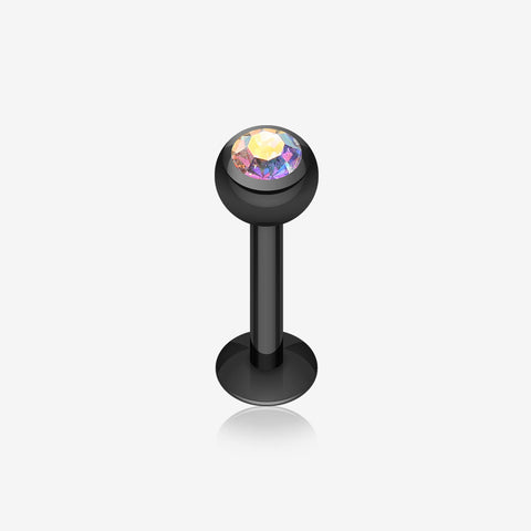 Blackline PVD Gem Ball Steel Labret-Black/Aurora Borealis