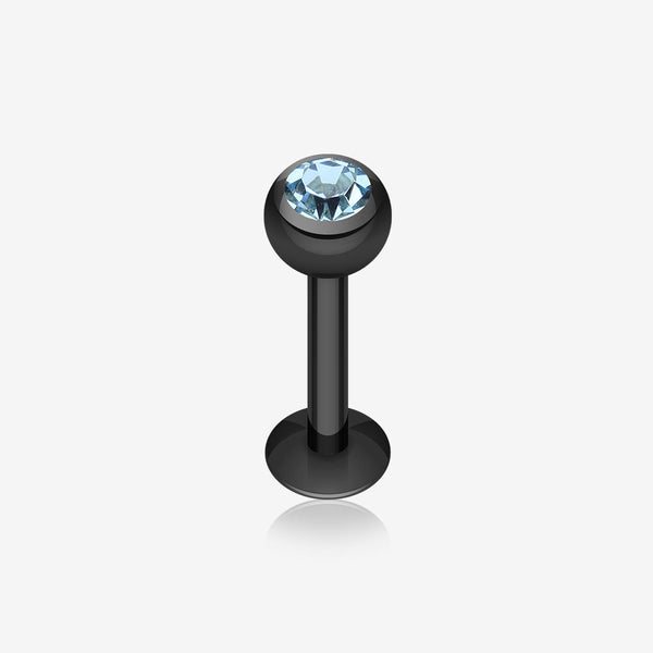 Blackline PVD Gem Ball Steel Labret-Black/Aqua