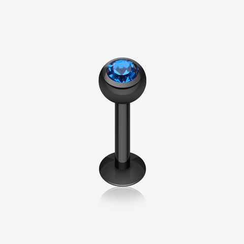 Blackline PVD Gem Ball Steel Labret-Black/Blue