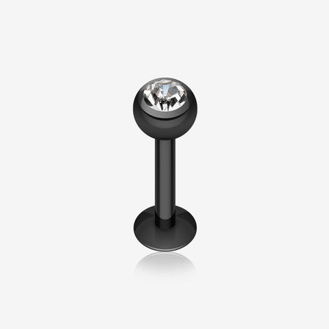 Blackline PVD Gem Ball Steel Labret-Black/Clear