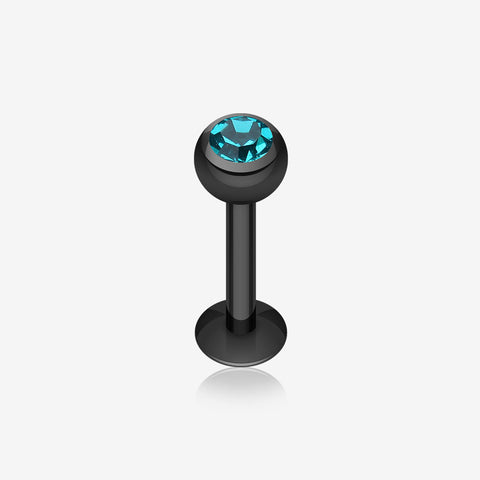 Blackline PVD Gem Ball Steel Labret-Black/Teal