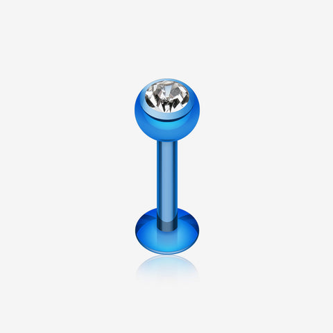 Blackline PVD Gem Ball Steel Labret-Blue/Clear