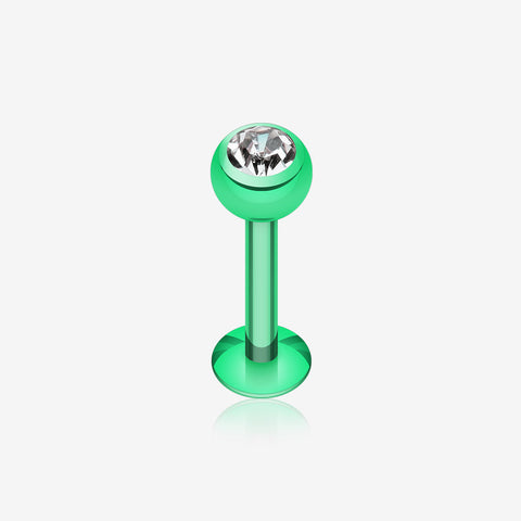 Blackline PVD Gem Ball Steel Labret-Green/Clear