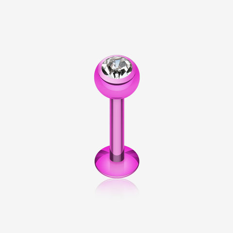 Blackline PVD Gem Ball Steel Labret-Purple/Clear