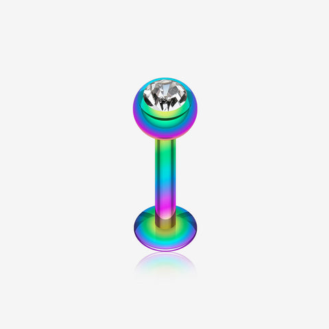 Blackline PVD Gem Ball Steel Labret-Rainbow/Clear