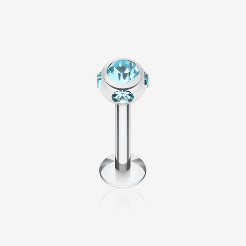 Aurora Gem Ball Steel Labret-Aqua