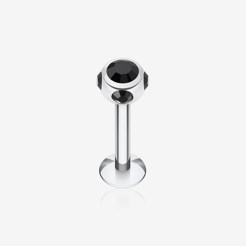 Aurora Gem Ball Steel Labret-Black