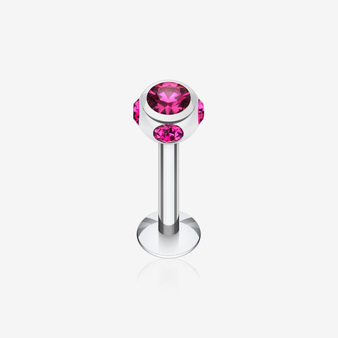 Aurora Gem Ball Steel Labret-Fuchsia