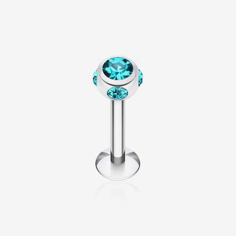 Aurora Gem Ball Steel Labret-Teal