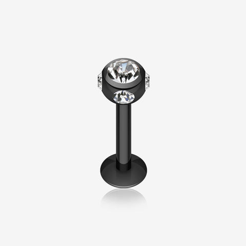 Colorline PVD Aurora Gem Ball Steel Labret-Black/Clear