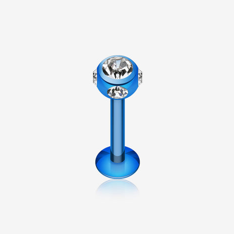 Colorline PVD Aurora Gem Ball Steel Labret-Blue/Clear