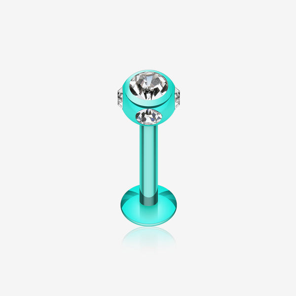 Colorline PVD Aurora Gem Ball Steel Labret-Green/Clear