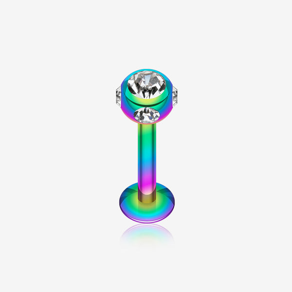 Colorline PVD Aurora Gem Ball Steel Labret-Rainbow/Clear