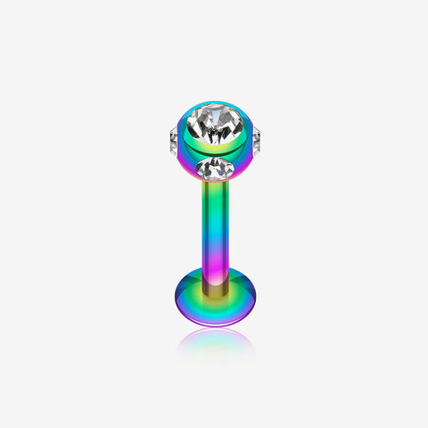 Colorline PVD Aurora Gem Ball Steel Labret-Rainbow/Clear