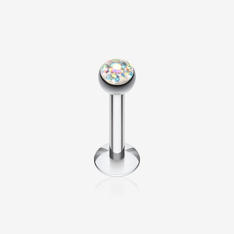 Multi-Gem Sparkle Dome Labret-Aurora Borealis