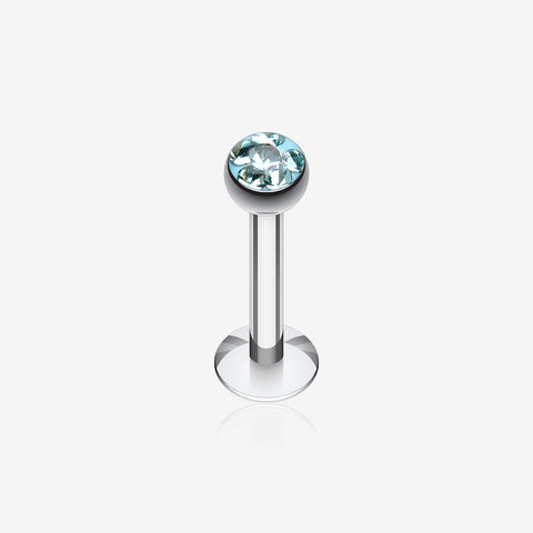 Multi-Gem Sparkle Dome Labret-Aqua