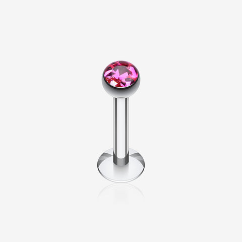 Multi-Gem Sparkle Dome Labret-Fuchsia