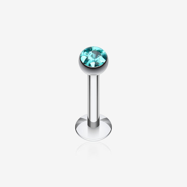 Multi-Gem Sparkle Dome Labret-Teal