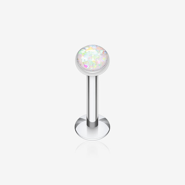 Opal Glitter Shower Dome Steel Labret-White