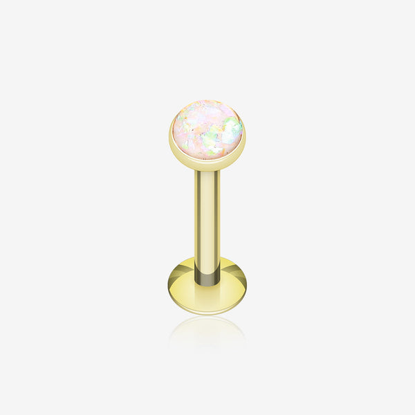 Golden Opal Glitter Shower Dome Steel Labret-White