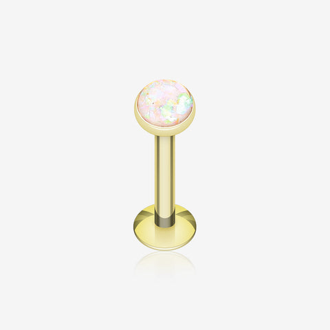 Golden Opal Glitter Shower Dome Steel Labret-White