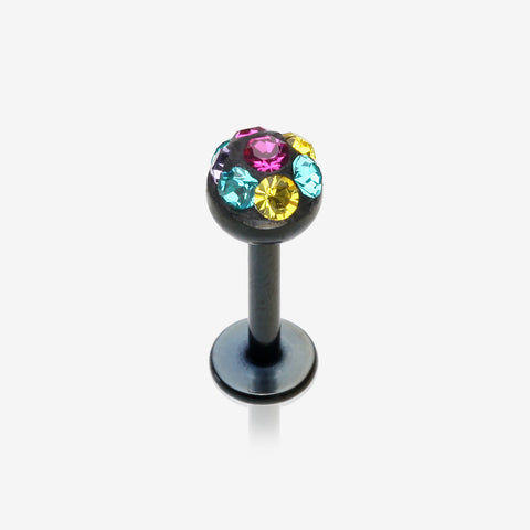 Colorline Sprinkle Dot Sparkles Multi Gem Steel Labret-Black/Retro