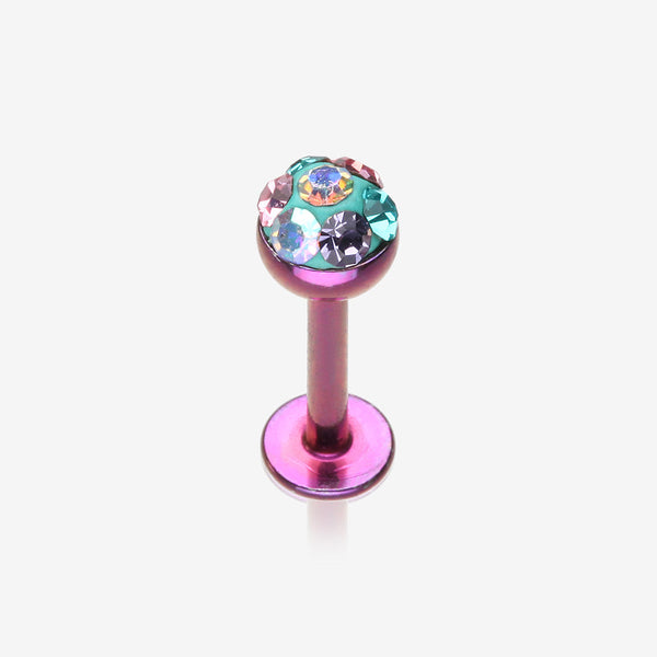 Colorline Sprinkle Dot Sparkles Multi Gem Steel Labret-Purple/Bubblegum