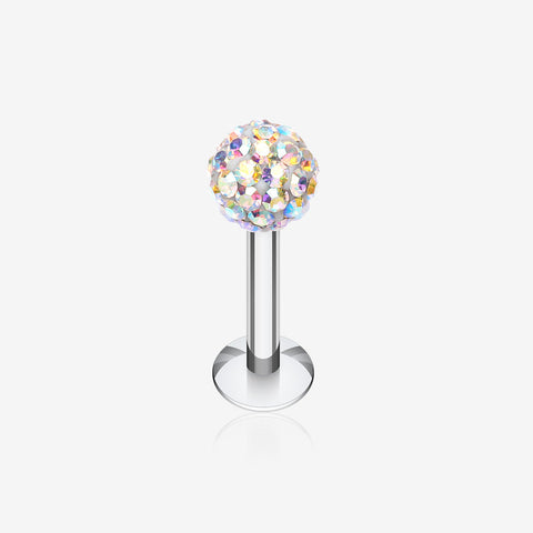 Multi-Gem Sparkle Ball Steel Labret-Aurora Borealis