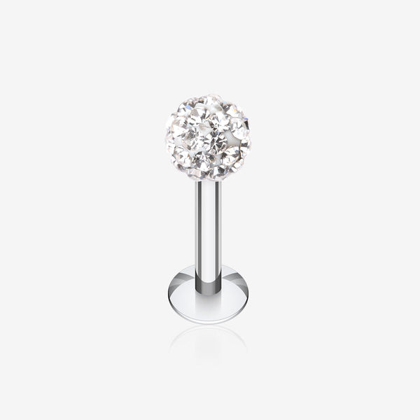 Multi-Gem Sparkle Ball Steel Labret-Clear Gem