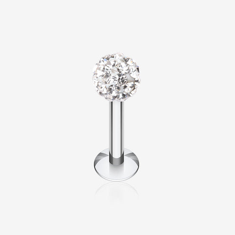 Multi-Gem Sparkle Ball Steel Labret-Clear Gem